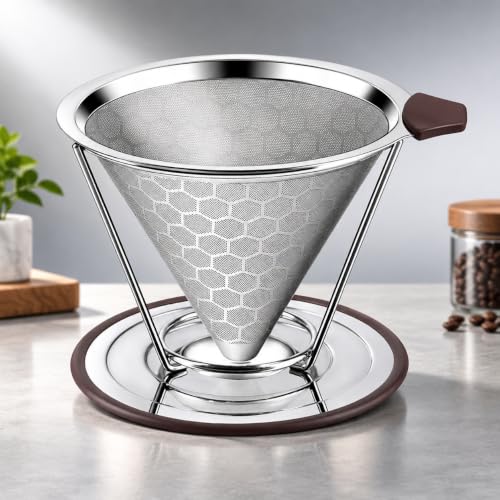 Image 4 of HASTHIP Pour Over Coffee Dripper 800 Mesh Stainless Steel Handle V60