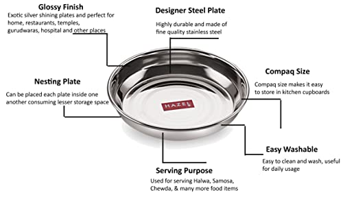 Image 3 of HAZEL Stainless Steel Breakfast Plate Set 150 ML Set of 3