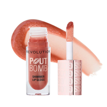 Image 1 of 4.5 ml / Pack of 1 for the product Makeup Revolution Pout Bomb Shimmer Lip Gloss - Nude Glow
