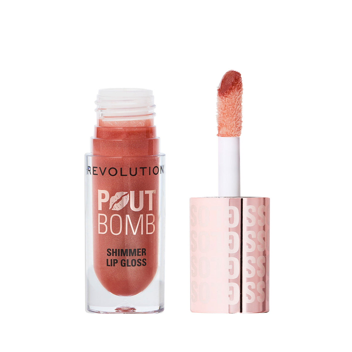 Image 9 of Makeup Revolution Pout Bomb Shimmer Lip Gloss - Nude Glow