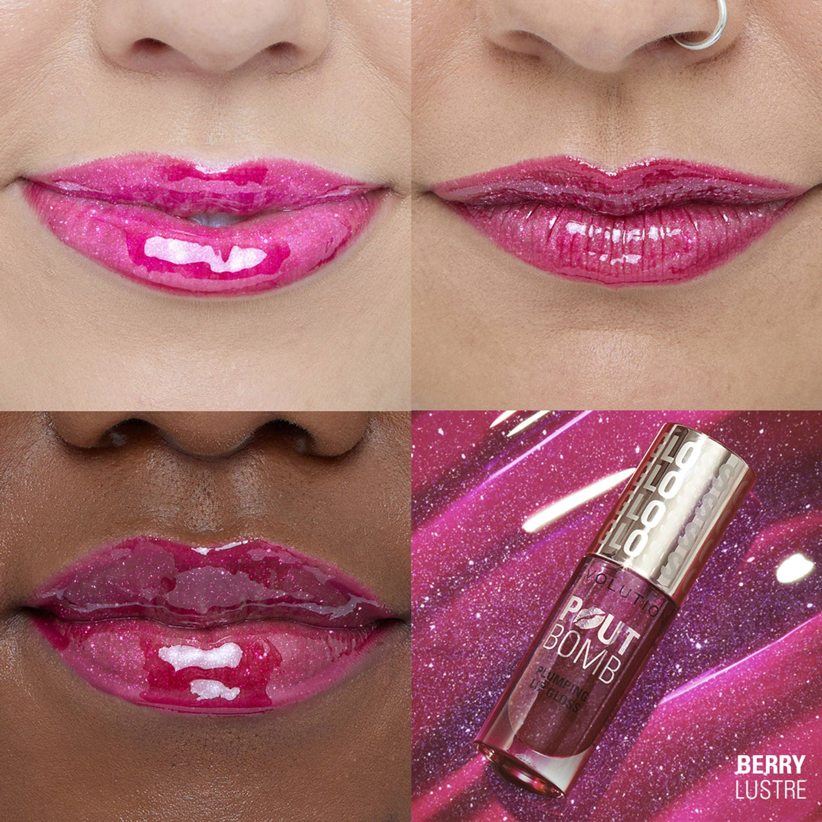 Image 8 of Makeup Revolution Pout Bomb Shimmer Lip Gloss - Berry Lusture