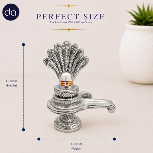 Image 2 of Dev Aastha 999 Silver Plated Shivling with Vasuki Idol for home puja - 5 Inch