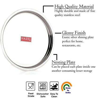 Image 3 of HAZEL Stainless Steel Plates Set 25 cm