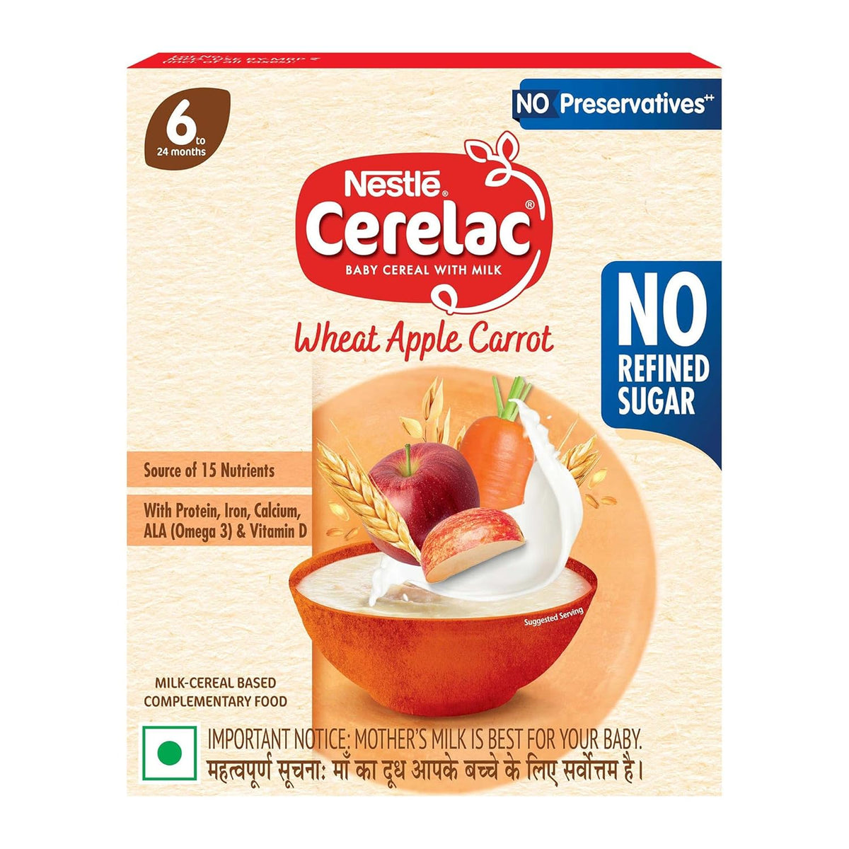 Image 1 of 300 gm for the product Nestle Cerelac Baby Cereal With Milk - Wheat Apple Carrot