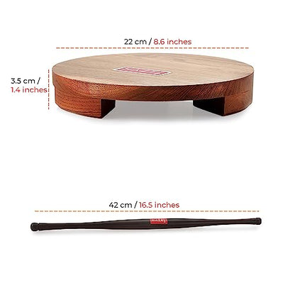 Image 3 of HAZEL Sagwan Polpat Chakla Roti Chapati Maker 23 cm with Sheesham Roti Roller Belan Rolling Pin 42 cm
