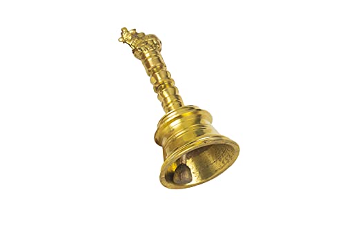 Image 3 of Spillbox Brass Bell/Ghanti For Pooja Handmade Indian Prayer Bell For Aarti, 5 Inch Nandi