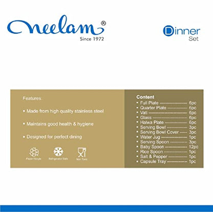 Image 6 of neelam Stainless Steel 22 Gauge 55 Pieces Premium Dinner Set