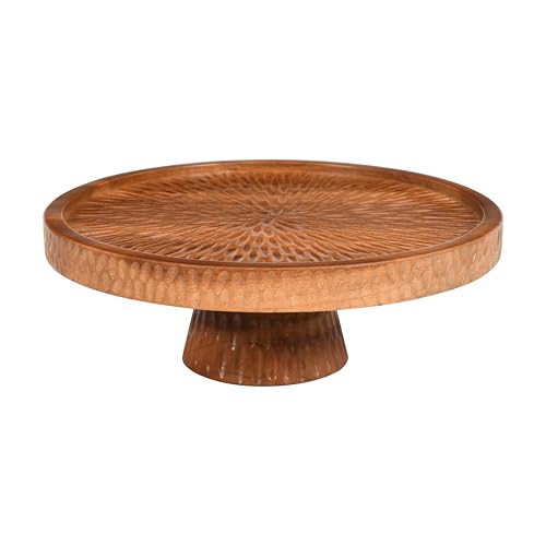 Image 7 of Vesta Homes Large Round Acacia Wooden Cake Stand, Pizza Stand & Charcuterie Board | Diameter - 12 inch, Height - 4 inch