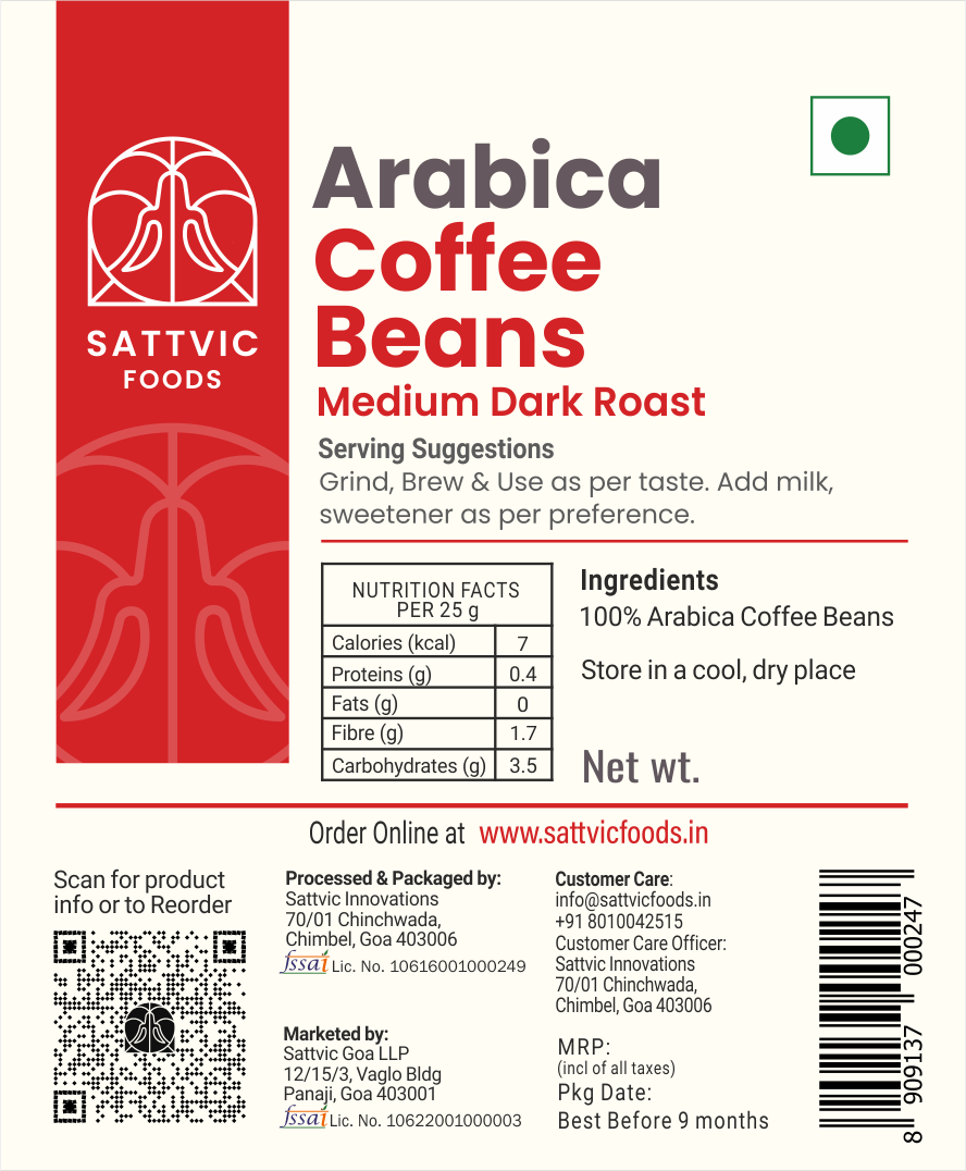 Image 10 of Sattvic Foods Organic Arabica Coffee Beans | Medium Dark Roast