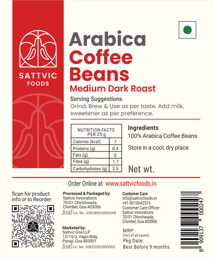 Image 10 of Sattvic Foods Organic Arabica Coffee Beans | Medium Dark Roast