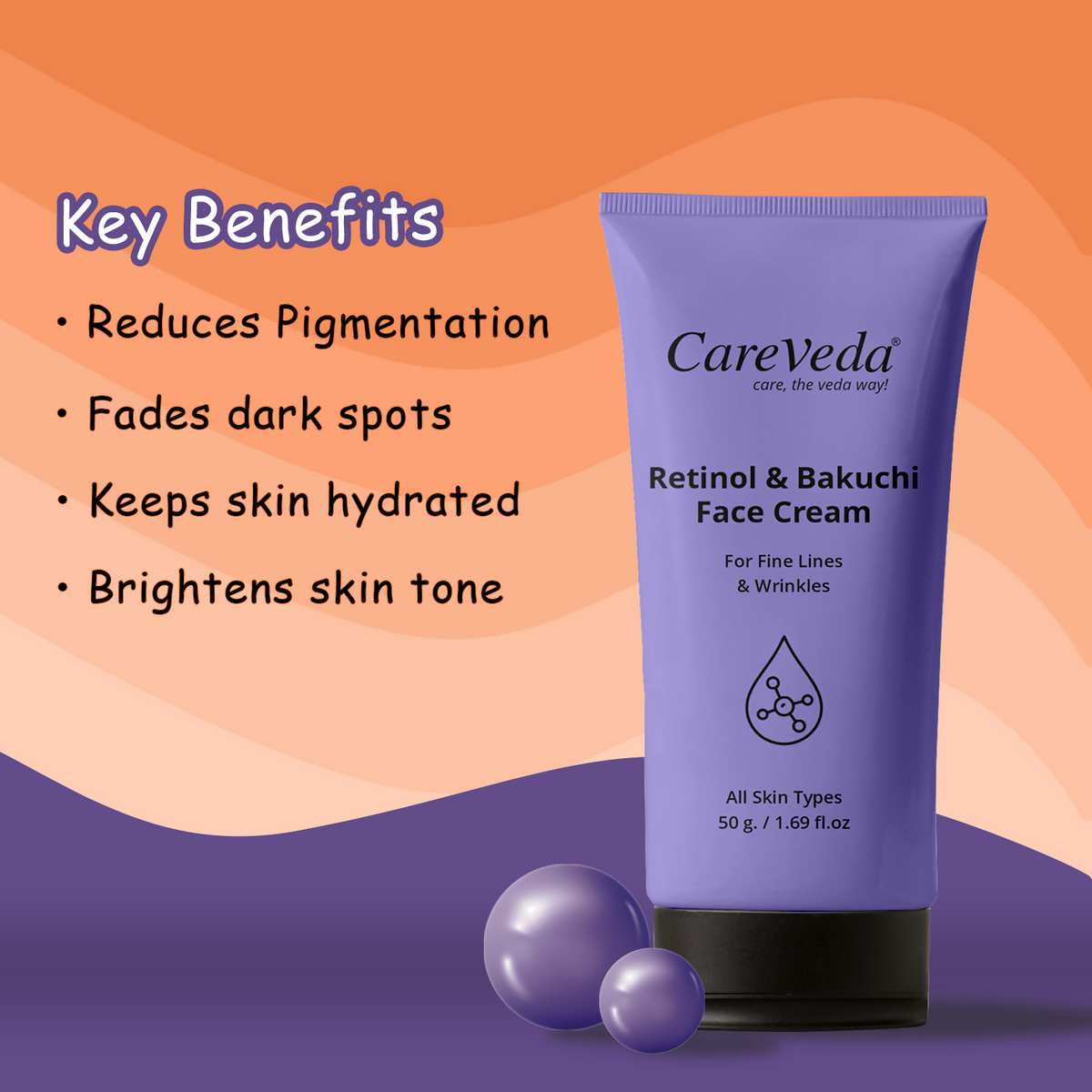 Image 7 of CareVeda Retinol Glow Duo Combo Set of 2 – Face Wash 100gm & Cream 50gm