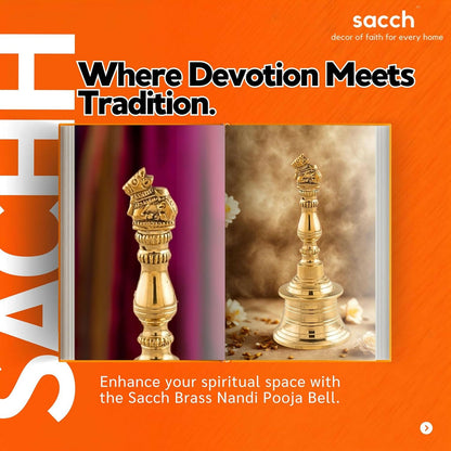Image 8 of Sacch Brass Nandi Pooja Bell For Temple & Prayer Room (Bell)