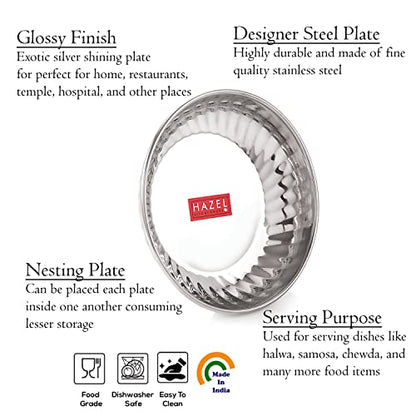 Image 6 of HAZEL Stainless Steel Breakfast Plate Set of 12 | 11.4 cm Small Snacks Serving Plates | Multipurpose Steel Thali for Kitchen & Daily Use