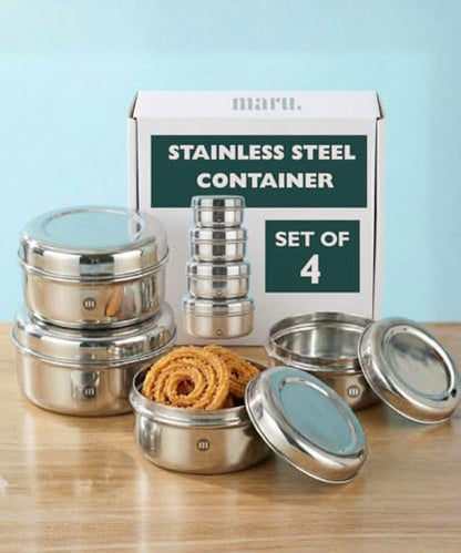 Image 1 of Default Title for the product MARU Fridge Storage Containers Stainless Steel set of 4 (250ml, 450ml, 600ml, 850ml)