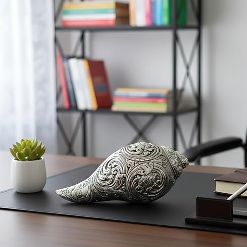 Image 7 of Dev Aastha 999 Silver Antique Vishnu Shankh, Conch Shell Shankh Blowing - Large
