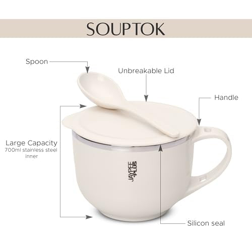Image 7 of Jaypee Plus Stainless Steel Soup Bowl with Lid & Spoon Holder 700 ml