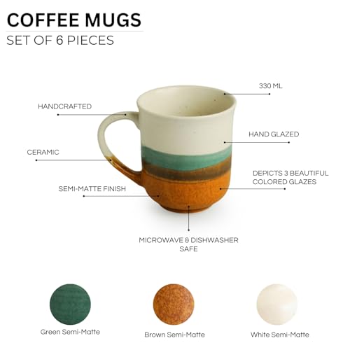 Image 4 of ExclusiveLane Zen Garden Ceramic Coffee Mugs Set of 6 330 ml