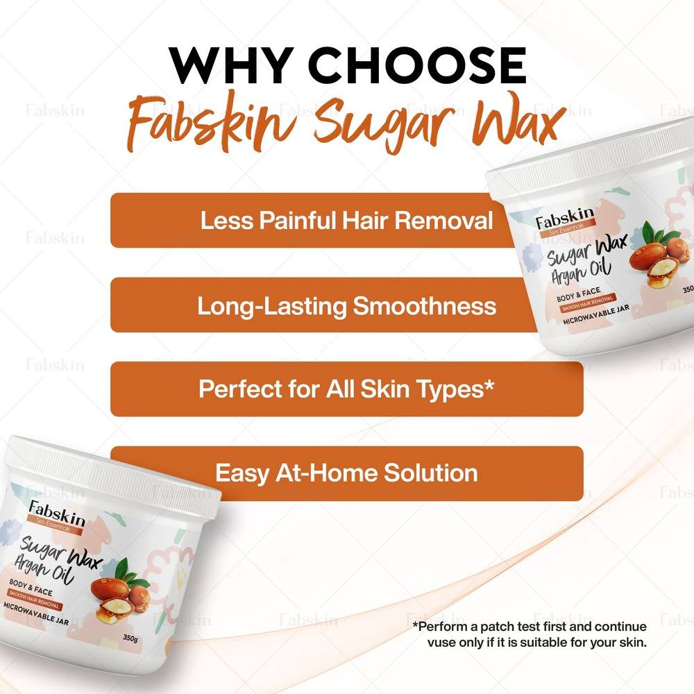 Image 5 of Fabskin Hair Removal Sugar Wax With Argan Oil Microwavable Jar with Wooden Applicator Spatula