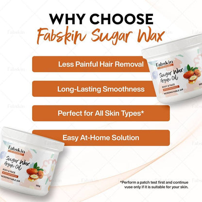 Image 5 of Fabskin Hair Removal Sugar Wax With Argan Oil Microwavable Jar with Wooden Applicator Spatula