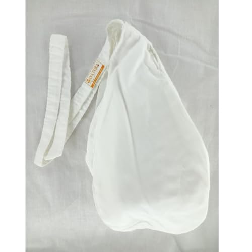 Image 3 of Original Pure Cotton Gomukhi Japa Bag with Sakshi Mala Counter & Zip Pocket | Chanting Bag for Daily Mantra Jaap (White)