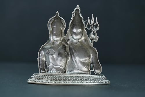 Image 3 of Dista Silvers Antique Shivaparvathi Idol Big 51.96G