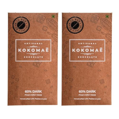Image 1 of Default Title for the product KOKOMAE 60% Dark Chocolate Bean-to-Bar Pack of 2, 50g Each
