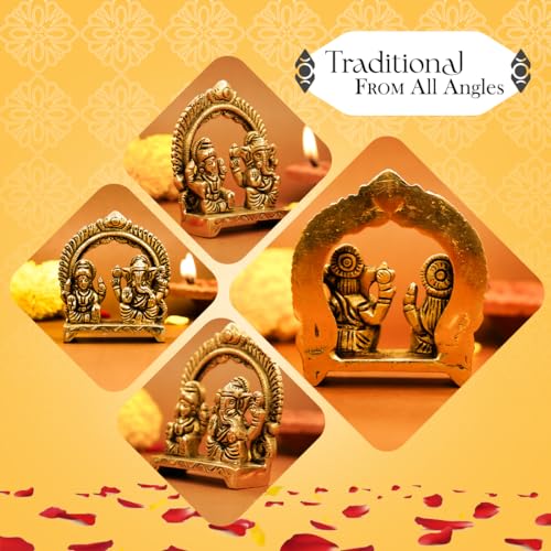 Image 3 of Ekhasa 100% Pure Brass Laxmi Ganesh Murti 8 cm