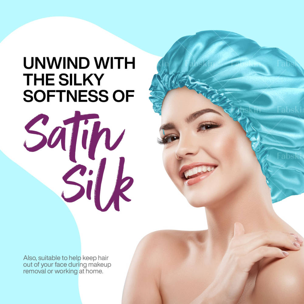 Image 4 of Fabskin Luxury Satin Silk Hair Bonnet Cap For Sleeping With Satin Scrunchie - Pink