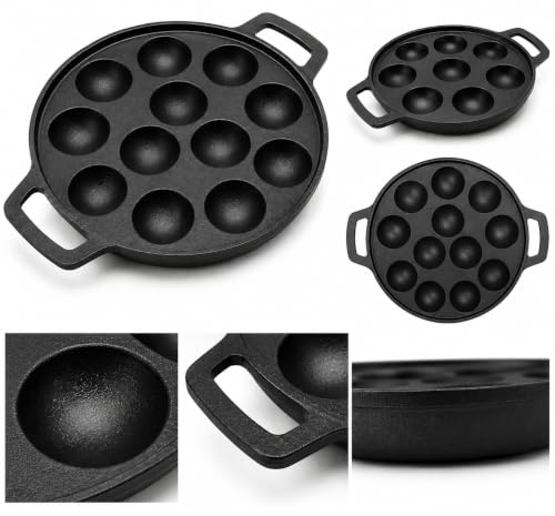 Image 4 of Mixora Cast Iron Paniyaram Pan, 12 Cavity, 30 Cm, Pre-Seasoned, Naturally Non-Stick, Round Appe Maker