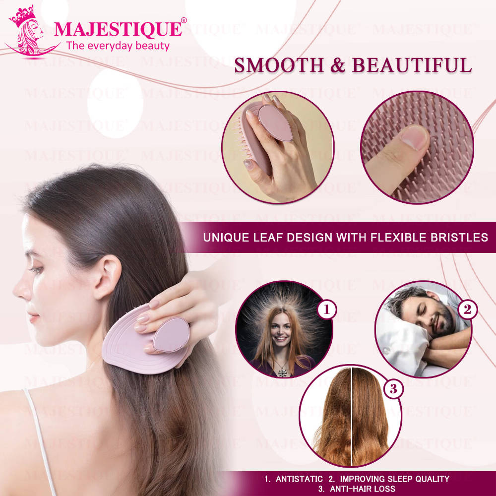 Image 3 of Majestique Leaf Shape Scalp Massager Hair Brush