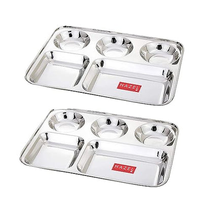 Image 1 of Default Title for the product HAZEL Stainless Steel Compartment Mess Plate Set of 2
