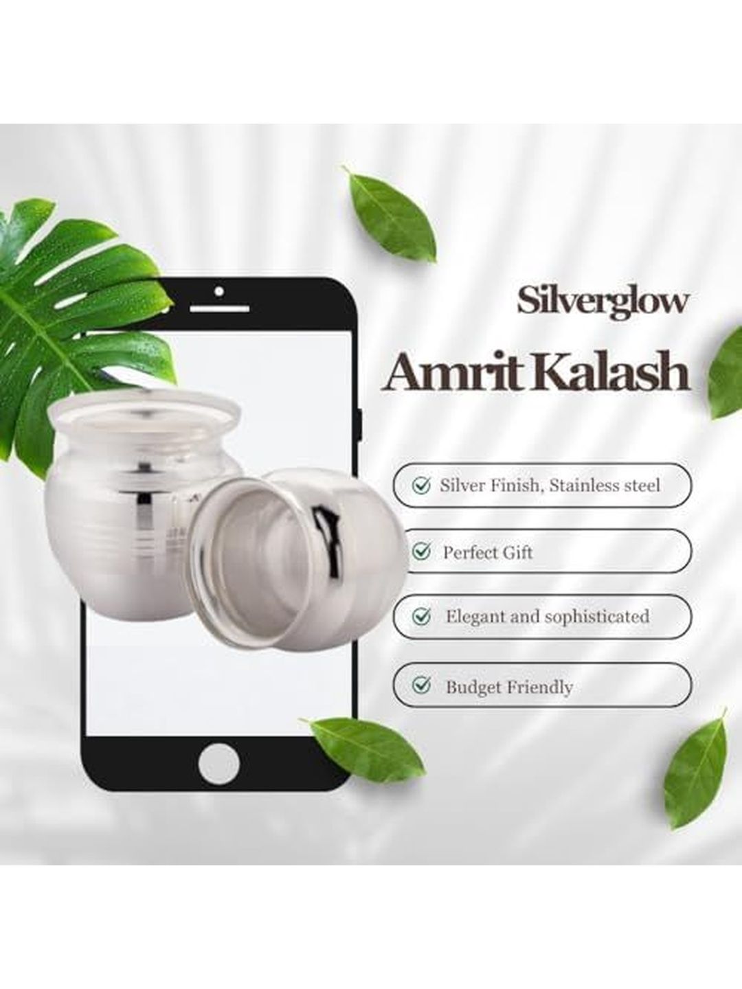 Image 7 of Silverglow Stainless Steel Durable Amrit Pooja Kalash