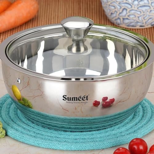 Image 4 of 1.8 Litres for the product Sumeet Stainless Steel Casserole with Glass Lid