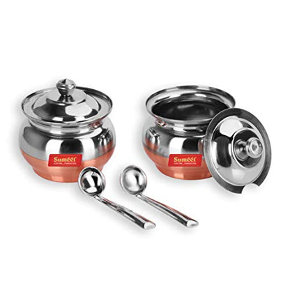 Image 7 of Sumeet Stainless Steel Traditional Ghee Pot 300ml - 2 Piece