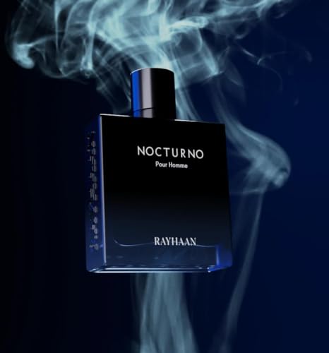 Image 6 of RAYHAAN Nocturno Pour Homme Eau de Parfum for Men Long Lasting Luxury Night Fragrance Elegant Black Blue Glass Bottle