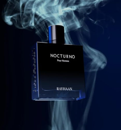 Image 6 of RAYHAAN Nocturno Pour Homme Eau de Parfum for Men Long Lasting Luxury Night Fragrance Elegant Black Blue Glass Bottle