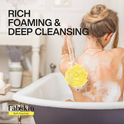 Image 4 of Fabskin Bath Brush Loofah For Men & Women With Wooden Handle Yellow
