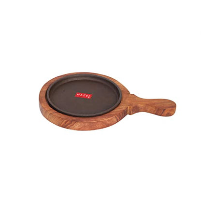 Image 1 of Default Title for the product HAZEL Sizzling Brownie Sizzler Plate with Wooden Racket 7 inch Round
