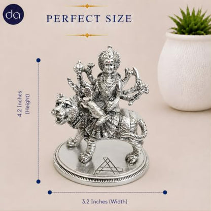 Image 2 of Dev Aastha 999 Silver Plated Durga Maa Idol- 4.2 Inch