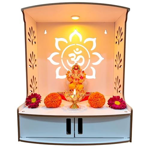 Image 7 of Devson Wooden Pooja Mandir with LED Light and Storage Shelves