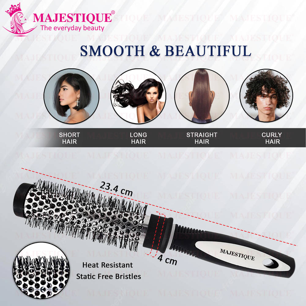 Image 3 of Majestique Blow Dry Hair Roller Brush Large Ceramic Ion Brush Drying Straightening Curling
