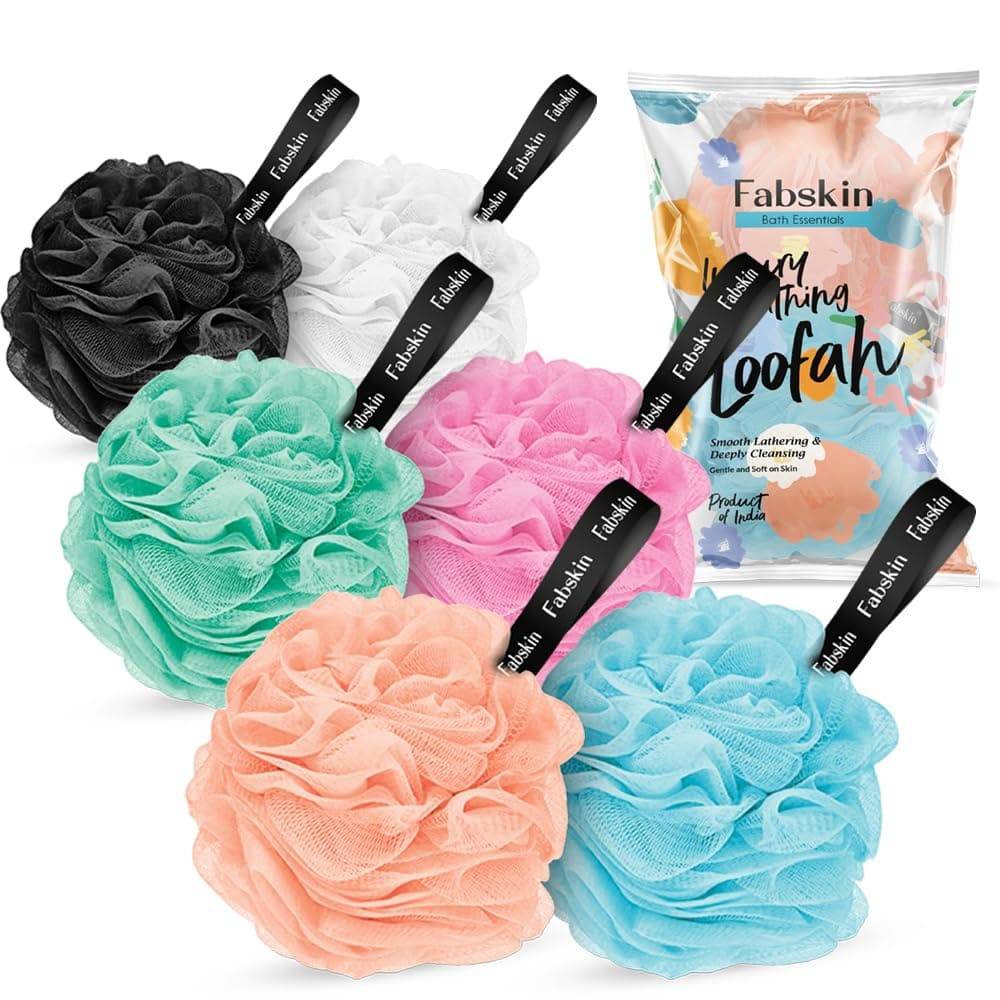 Image 1 of Set Of 6 / Pack of 1 for the product Fabskin Loofah For Bathing Body Bath Scrubber - Pack Of 6