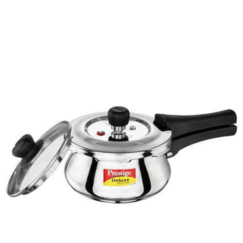 Image 1 of Default Title for the product Prestige Deluxe Alpha Svachh Stainless Steel Pressure Cooker 1.5L With Glass Lid
