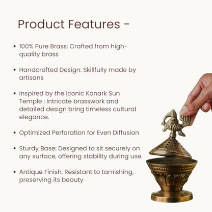 Image 5 of Ritualistic Konark Brass Loban Lamp