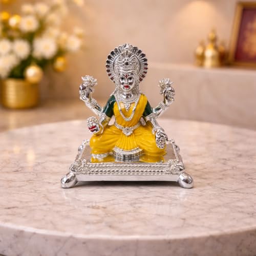 Image 1 of Default Title for the product Gold Art India Pata Laxmi Silver Plated Terracotta Idol (3.5" Inch)