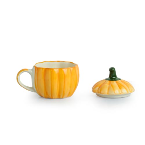 Image 3 of ExclusiveLane Capsicum Bloom Ceramic Coffee Mug with Lid 290 ml