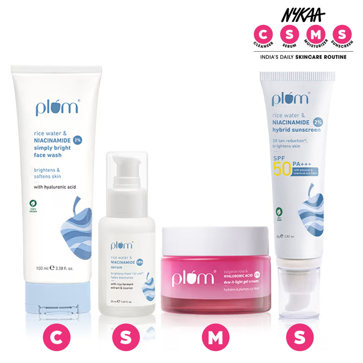 Image 1 of combo / Pack of 1 for the product Plum Niacinamide & Hyaluronic Acid CSMS Combo for Bright, Hydrated & Plumped Skin