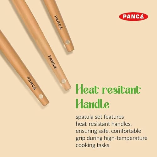 Image 7 of PANCA Silicone Non Stick Spatula Set of 3 with Wooden Handle
