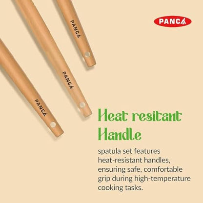 Image 7 of PANCA Silicone Non Stick Spatula Set of 3 with Wooden Handle