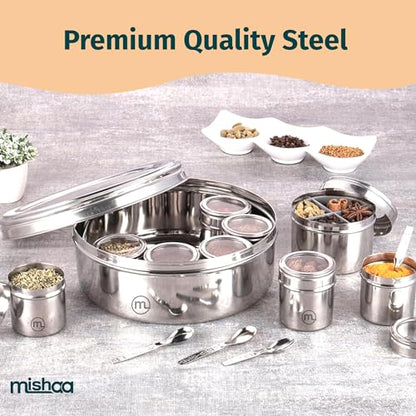 Image 5 of Mishaa Steel Multipurpose Storage Containers - 130ml Each Airtight Containers (12IN1 SPICE BOX)
